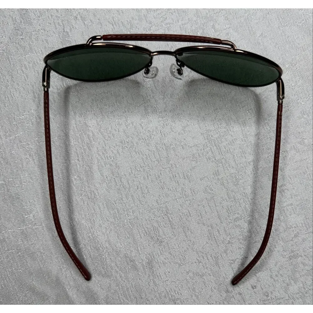 Ermenegildo Zegna Vintage Leather Aviator Sunglasses, Oversized, Made in Italy